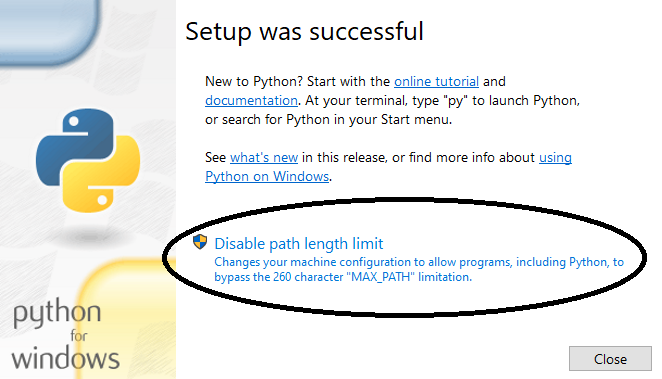 Disable path length limit