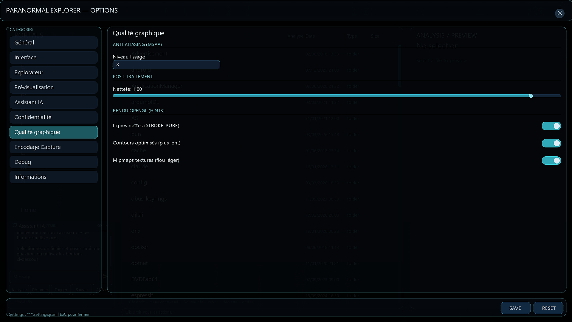 Parametres — Qualite graphique